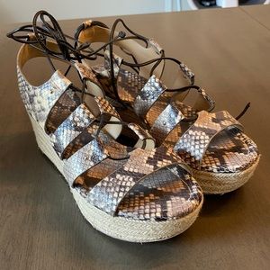Michael Kors Snake Skin Lace up Wedge